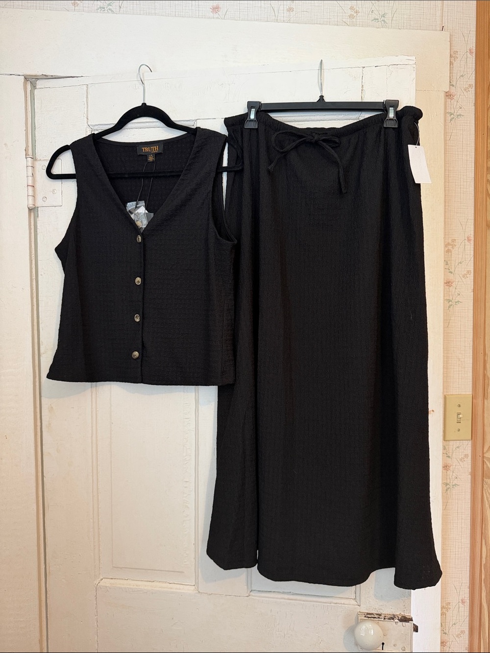 TRUTH Black Maxi Skirt with Drawstring Waist
